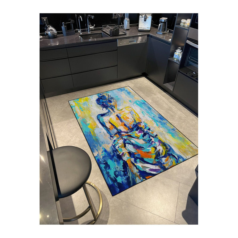 Tapis tissé à la main pastel, Sous-tapis rectangulaire 4 pi 7 po x 6 pi 7 po inc