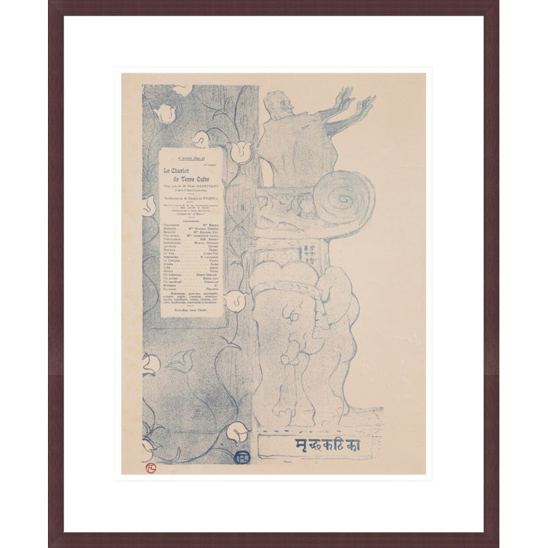 Programme pour le théâtre de l’Oeuvre, présentation du chariot en terre cuite par Henri de Toulouse-Lautrec, impression par estampe numérique encadrée