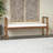 Tyisha Fabric Arm Cream Bench with Brown Traditional Wood Turned Legs