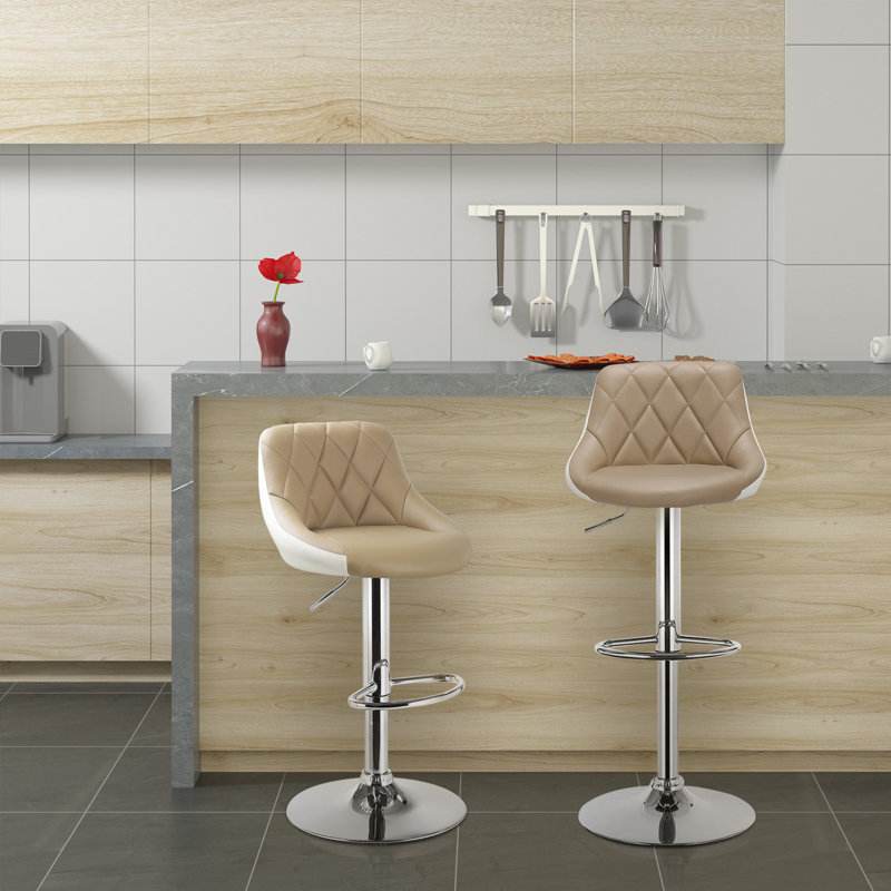 Dequay Swivel Bar Stool, Khaki/White