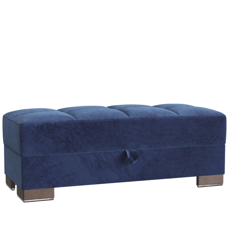 Repose-pieds rembourré en bois avec rangement Primenest Zenaero Collection, Bleu