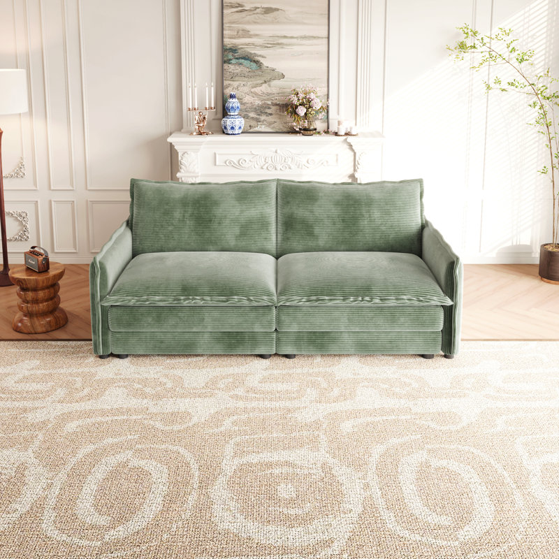 75" Upholstered Loveseat, Green