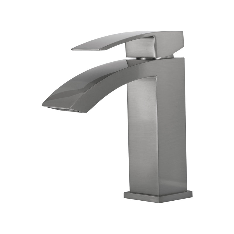Robinet pour lavabo de salle de bain monotrou en cascade, Nickel brossé