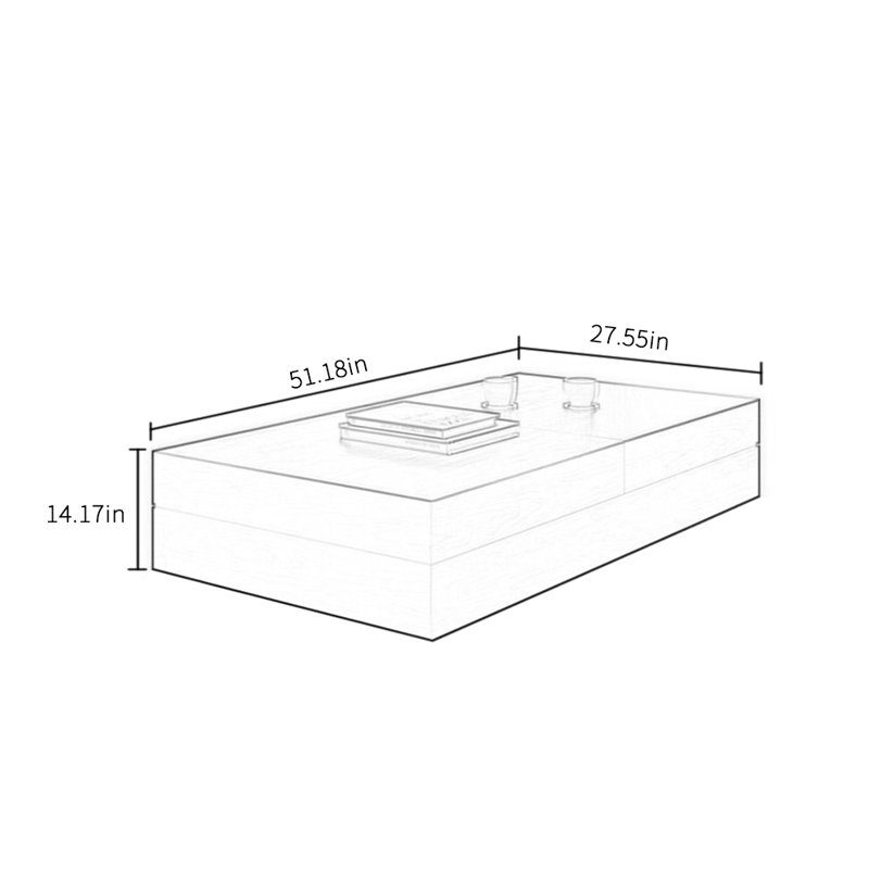 Simple solid wood coffee table, 14.17" H x 51.18" L x 27.55" W