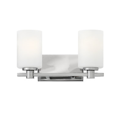 Karlie 2-Light Bath Vanity Fixture with Etched Opal Cylindrical Shades