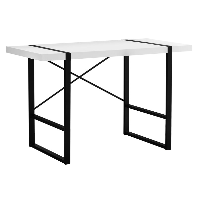 Modern Executive 49" White & Black Metal Computer Desk with Drawer