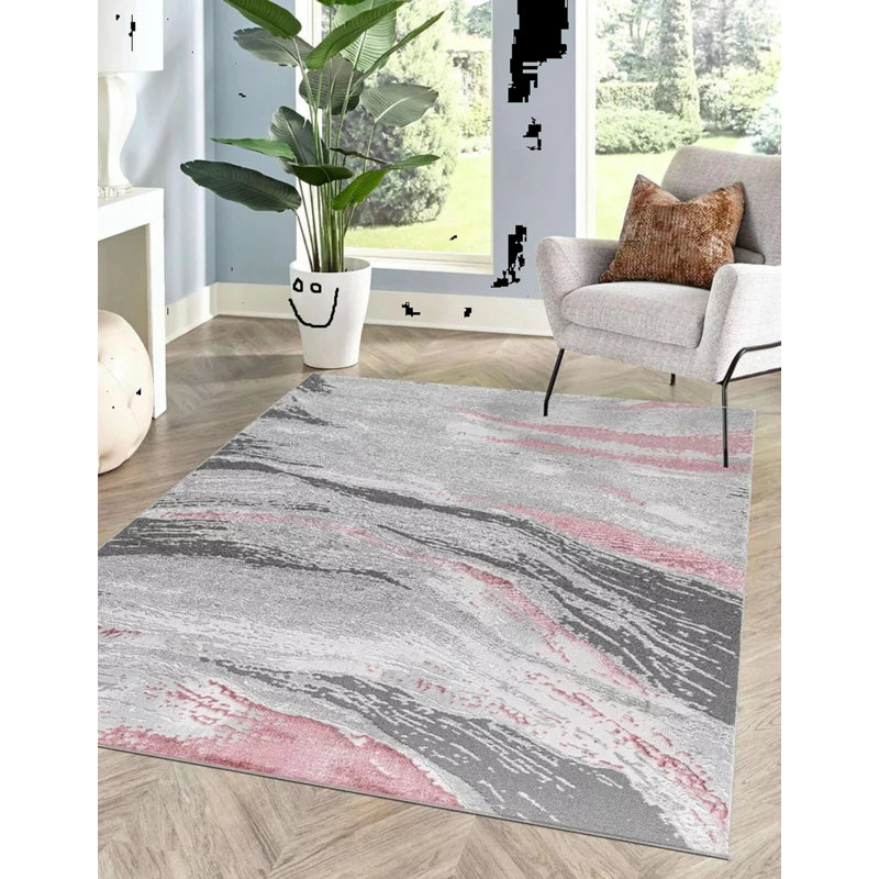 Abstract Flatweave Shag Area Rug, Rectangle 120 x 170 cm