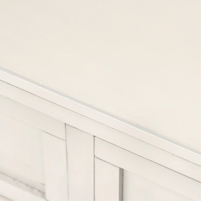 Console étroite, canapé mince avec trois tiroirs de rangement et tablette inférieure (blanc ivoire), Ivory White