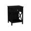 Table de style transitionnel 2 avec placage noir et tiroir de rangement pour la chambre à coucher avec placage et tablettes