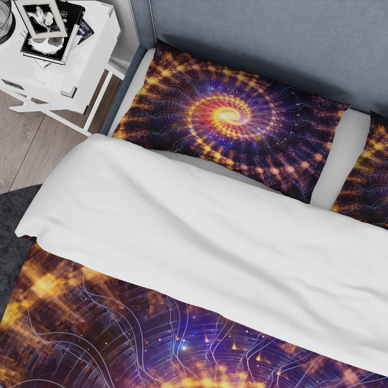 Ensemble de housse de couette Spiral Fractal Geometric X - Microfibre polyester