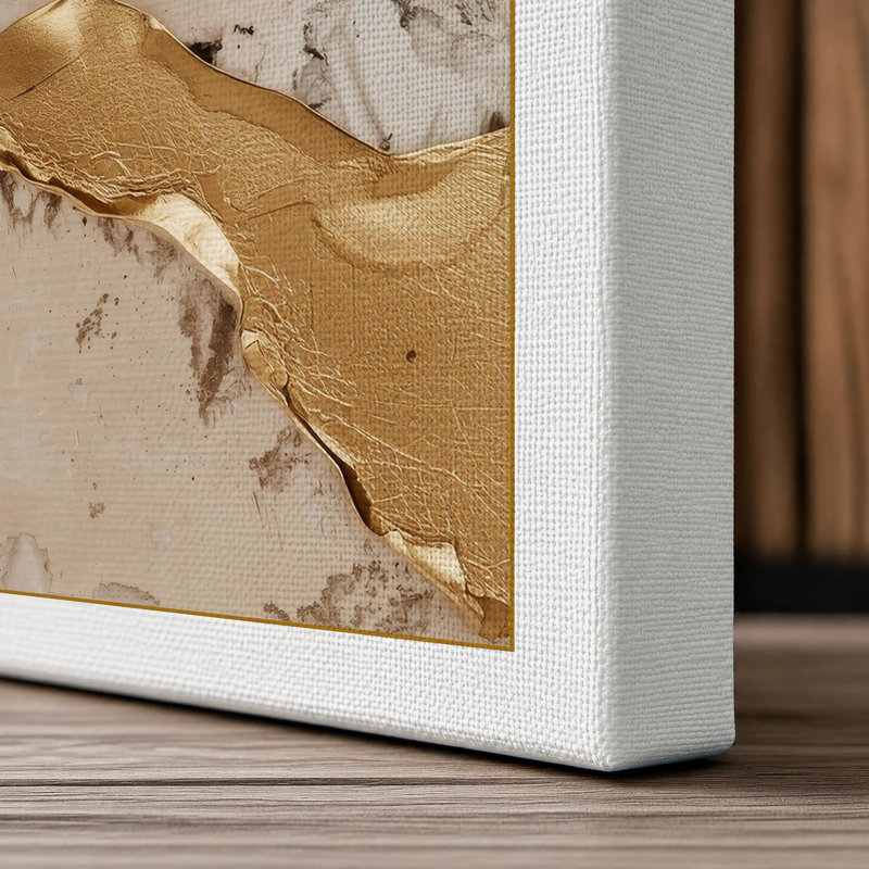 Erosion in Gold Abstract - Wrapped Canvas, 30x20 - 76.2 x 50.8 cm, White Border