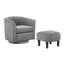 Fauteuil d'appoint pivotant confortable avec rotation à 360 °, coussin moelleux et repose-pieds, parfait pour le salon ou la chambre à coucher