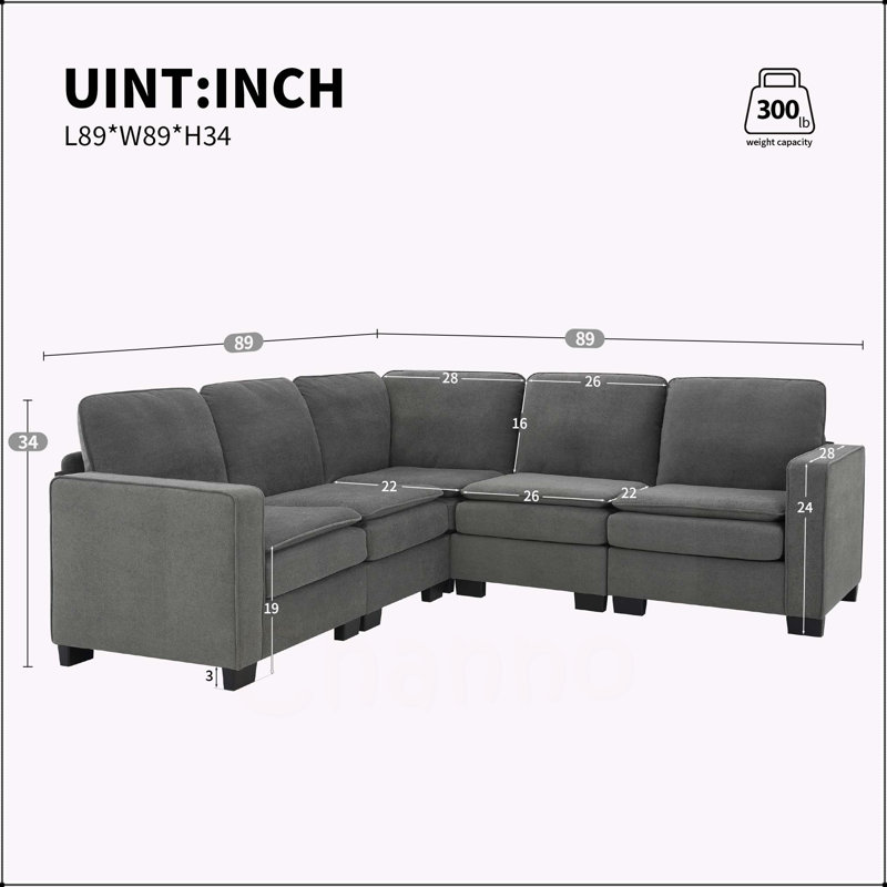 89*89" Oversized Velvet Modern Sectional Sofas