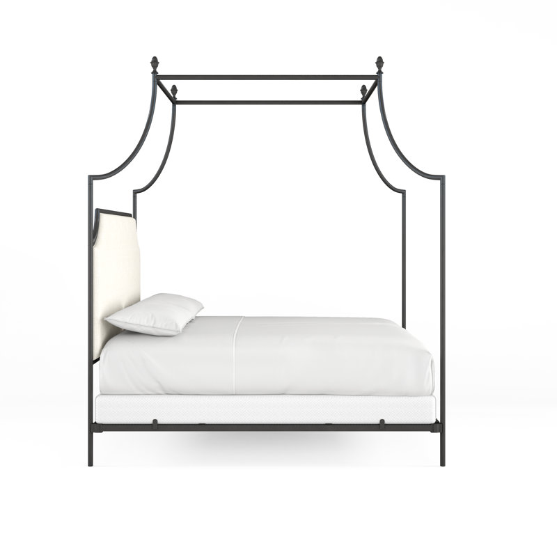 337 Flying Arch Canopy Bed | Complete Canopy, King, Gloss Black/White