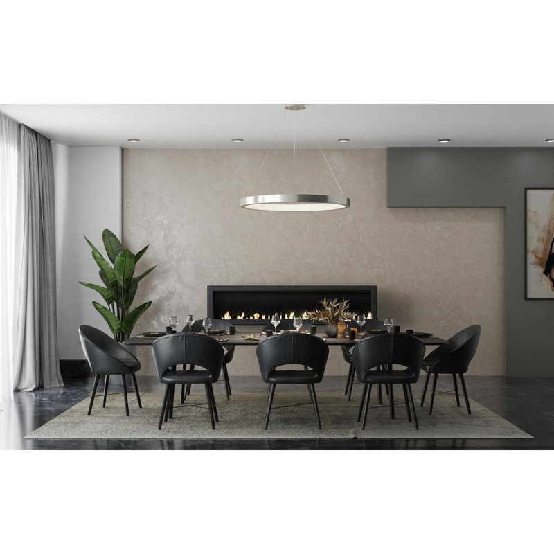 Luminaire suspendu DEL moderne, Nickel brossé, H 2,40 po x l 30 po x P 30 po