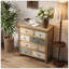 Commode d'appoint rétro en bois avec 6 tiroirs, commode de rangement rustique multicolore sculptée pour chambre à coucher, salon, décor de style campagnard (L 25,59 po x l 12,6 po x H 33,07 po)