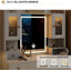 Meuble-lavabo avec miroir à lumière DEL (3 modes de couleur, luminosité réglable), meuble-lavabo avec 4 armoires, 6 tiroirs et prise de courant - Coiffeuse blanche pour chambre à coucher