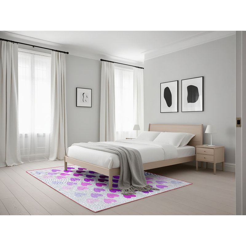 Tapis mauve/gris tissé à la machine, Rectangle 5 pi x 7 pi