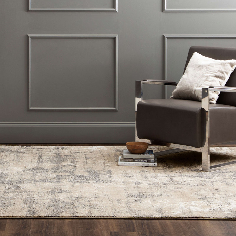 Frost Gray Abstract Rectangle Area Rug