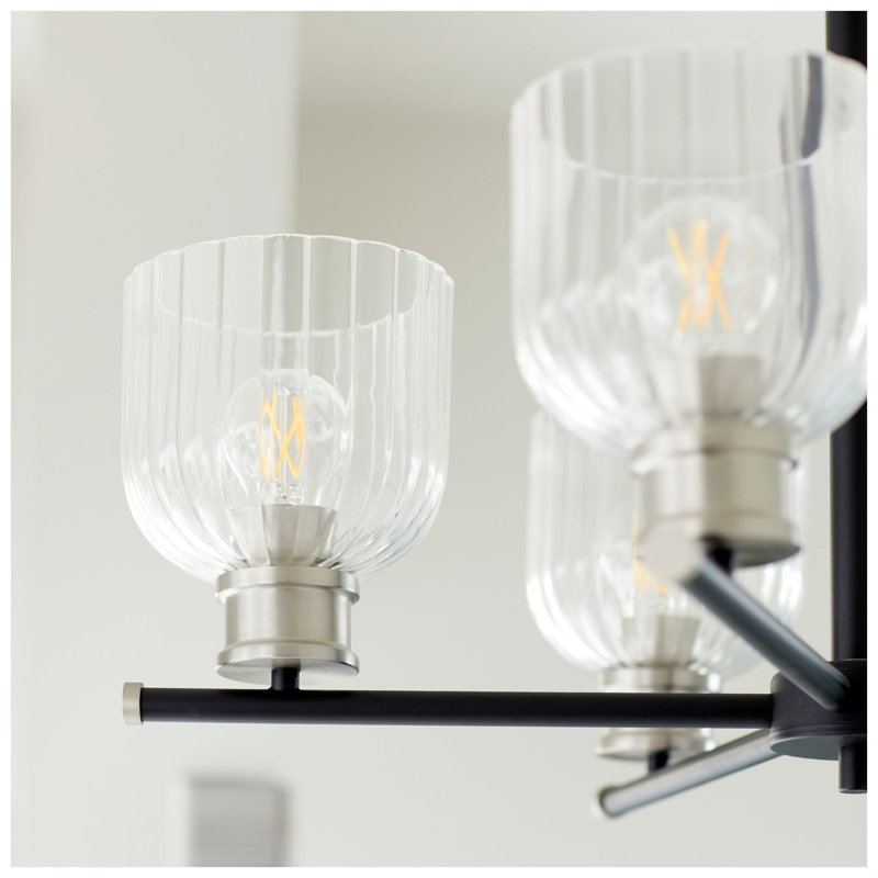 Lustre classique unique à 5 lumières Nerissa, Nickel satiné