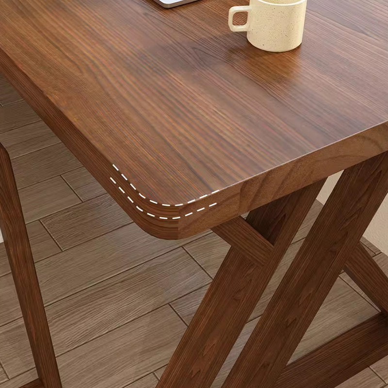 Bureau rectangulaire en bois massif brun noisette, H 29,53 po x l 55,12 po x P 23,62 po 