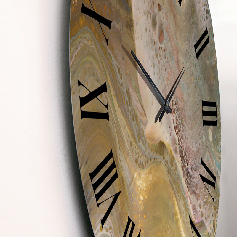 Horloge murale moderne en marbre brun et gris, Grand