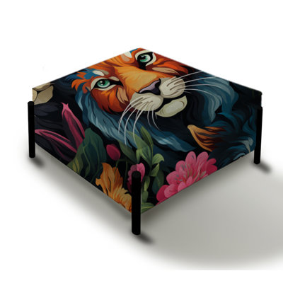 Eclectic Lion Extravaganza - Eclectic Large Square Ottoman