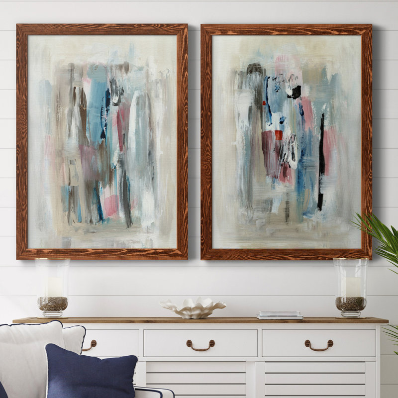 «Rain Shadow I», ensemble de 2 reproductions d'art, H 31,5 po x l 47 po x P 1,5 po, Pas de tapis, Toile avec cadre érable