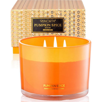 Bougie de soja parfumée citrouille de luxe, pot à 3 mèches avec couvercle, temps de combustion de 40 heures