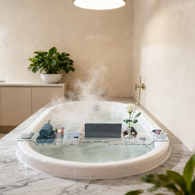 Plateau de baignoire extensible en acrylique transparent avec porte-livres pour baignoire