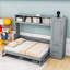 Lit escamotable double avec tiroirs et tablettes de rangement-778736068