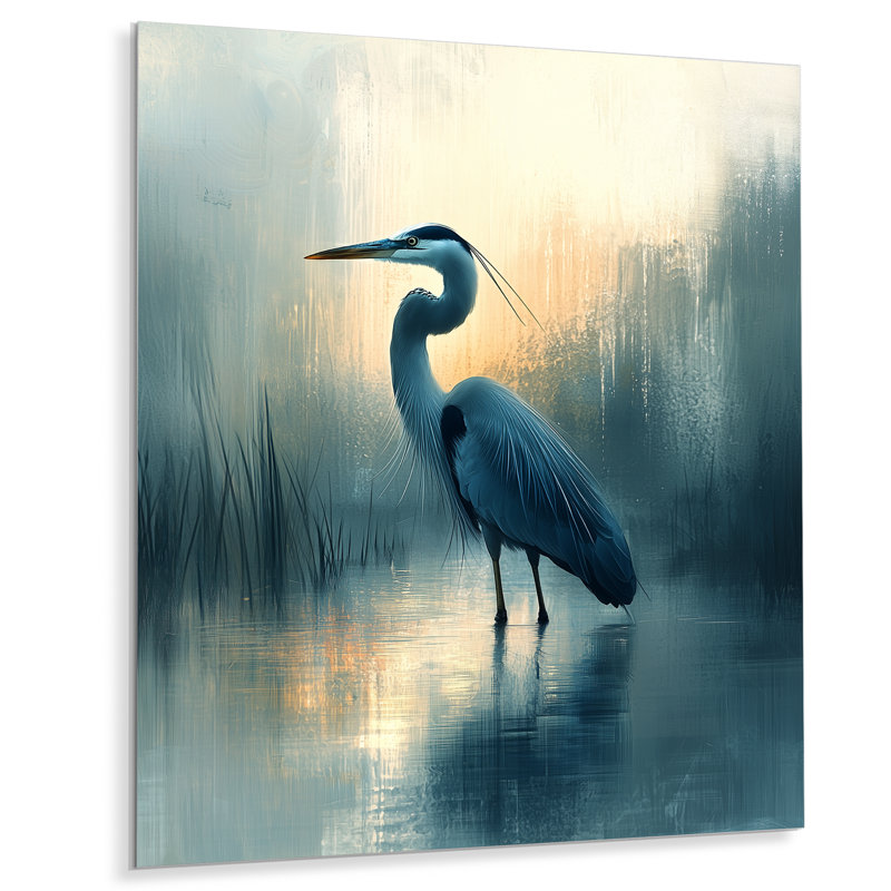 Aubury - Heron, art mural en métal pour le salon, H 40 po x l 30 po