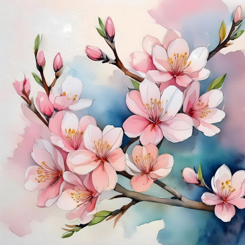 Almond Blossoms, 42" H x 42" W