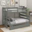 Lit superposé simple au-dessus d'un lit double en bois avec lit gigogne-1600060569