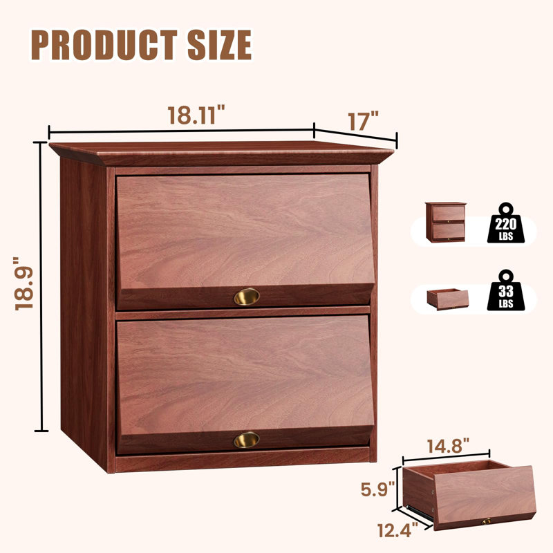 Table de chevet 18 po avec 2 tiroirs, table de bout avec chambre de rangement