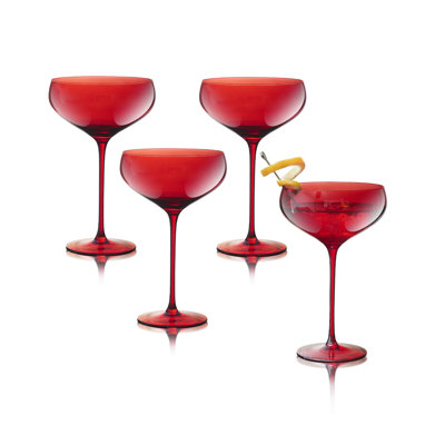 Ivy Bronx Kinleigh 13oz. Red Coupe Glasses