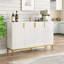 Buffet 59,74 "de luxe blanc et or avec rangement et portes géométriques