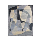 Rug & Kilim's Mid-Century Modern Rug In Gray, Ivory And Blue Geometric Pattern
