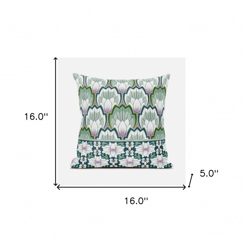 Coussin 16 x 16, Vert / rose