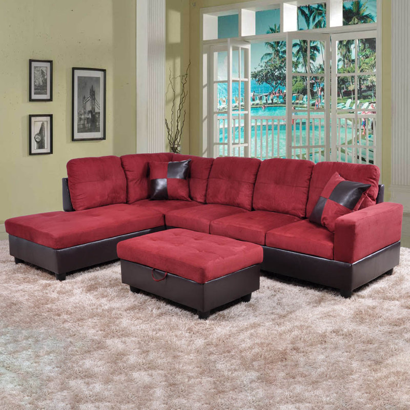  Beeson Taupe 3 - Piece corner Left Hand Facing Upholstered Sectional sofa , Taupe Microfiber/Microsuede, Left Hand Facing