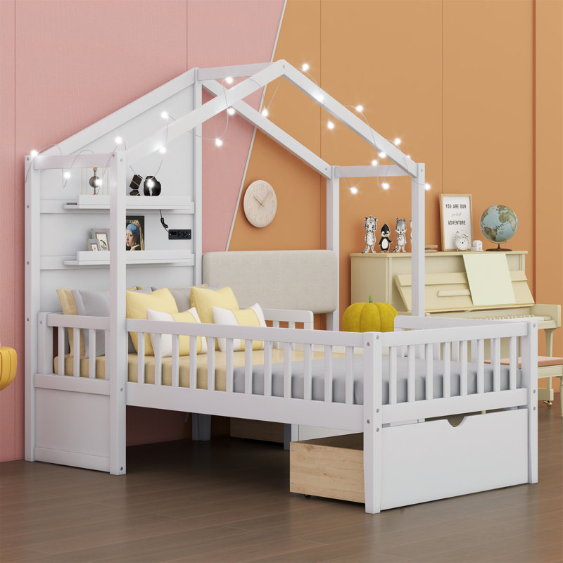 Aleya Panel Storage Bed, White