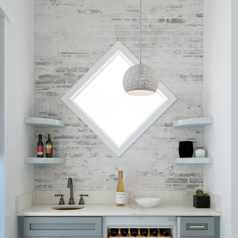 Luminaire suspendu en forme de dôme à 1 lumière Bion, Gris nordique