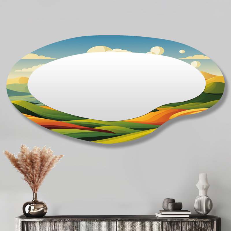 Miroir mural asymétrique vert et jaune