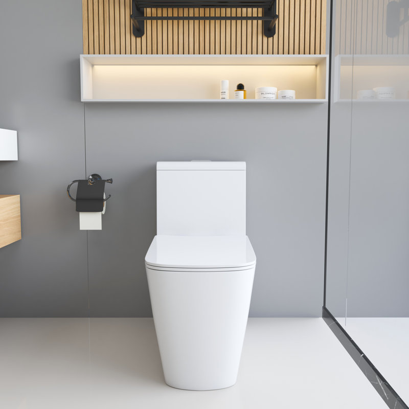 KDK HOME Tornado Toilet with Dual Flush 1.1/1.6 GPF Siphon Jet Comfort Height 16.5", White Toilet/Silver Button