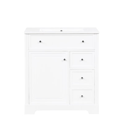 Scotlyn 30" Bathroom Vanity With Sink Top, Bathroom Vanity Cabinet With Door And Two Drawers, MDF Boards, Solid Wood, One Package