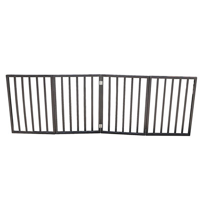 Barrière pour animaux - Barrière pour chien pour portes, escaliers ou maison - Autoportante, pliante, brune, en bois arqué