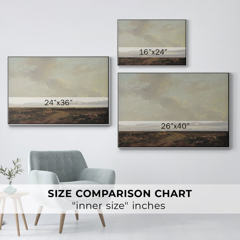 "Vintage Landscape - CDLxxi" sur toile, H 17 po x l 25 po x P 2 po, Cadre flottant blanc