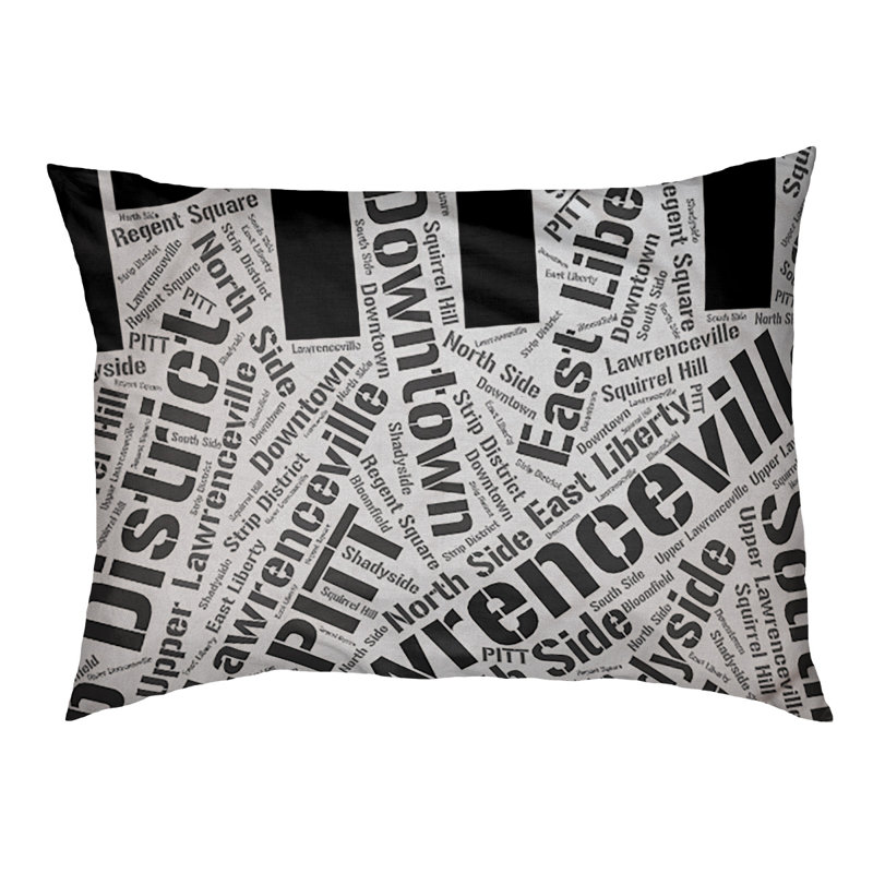 Coussin de chien « districts », Noir, Grand (l 40 po x P 30 po x H 14 po), Pittsburgh