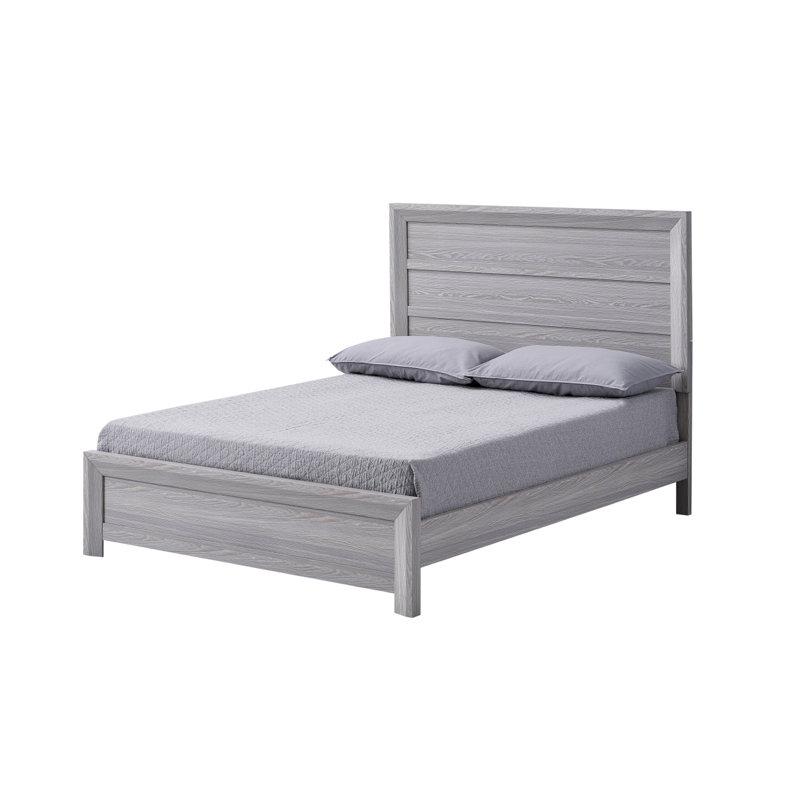 Mobilier de chambre à coucher rustique, Gris clair, Lit double
