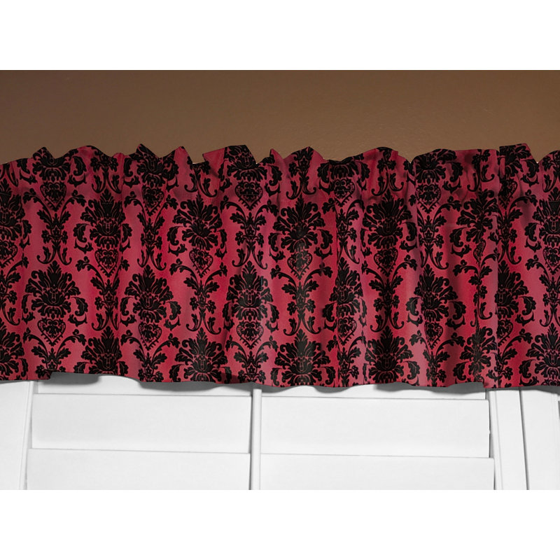 Cantonnière florale en damas 58 po, L 58 po x L 14 po, Rouge